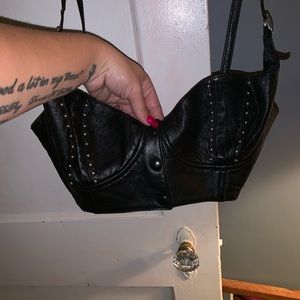 Faux leather halter top